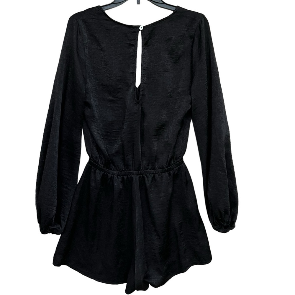 Show Me Your Mumu Black Kelsey Romper Women’s M Long Sleeve V-Neck - Picture 2 of 5